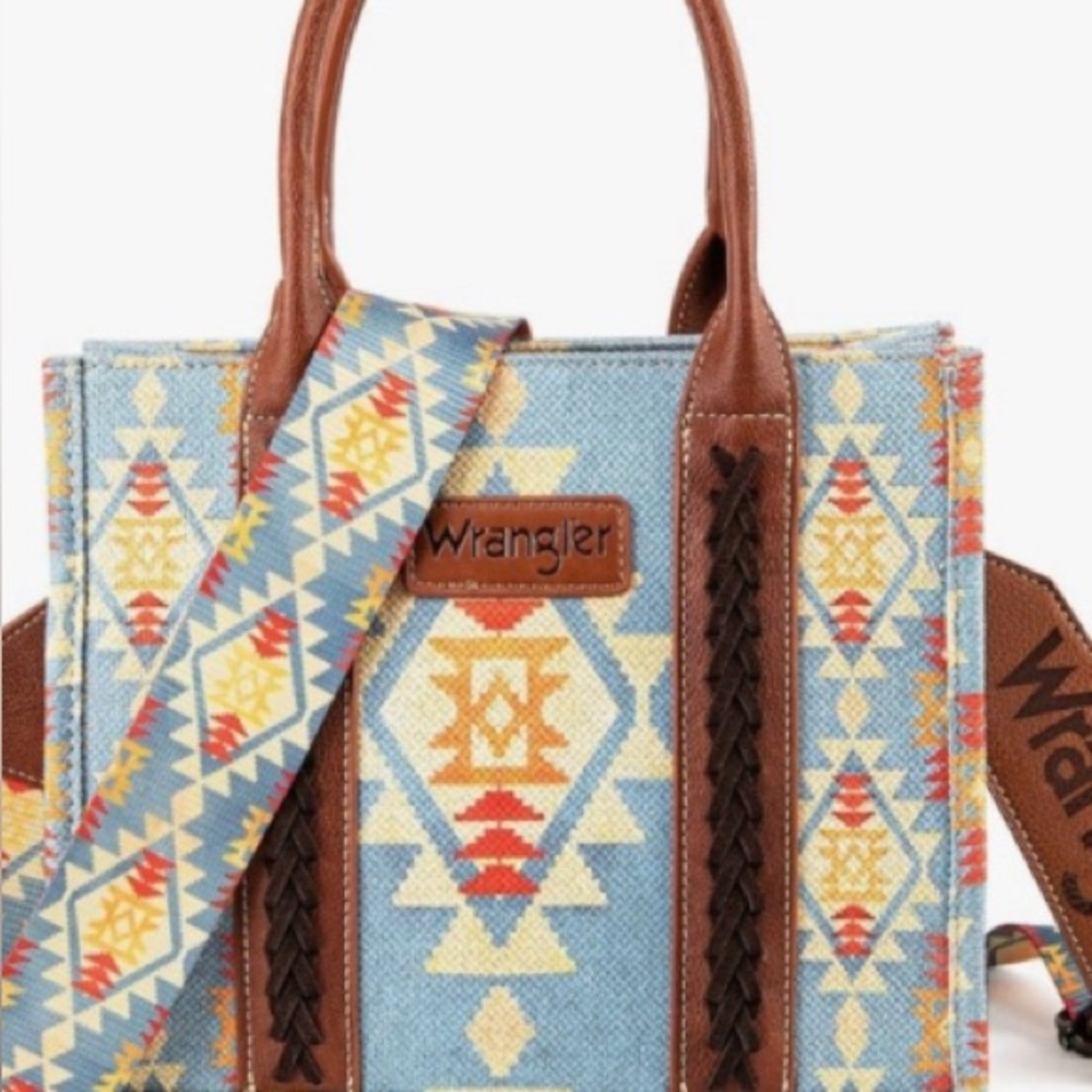 Mary Kay Brown and Blue Tote Bag with Structured Design